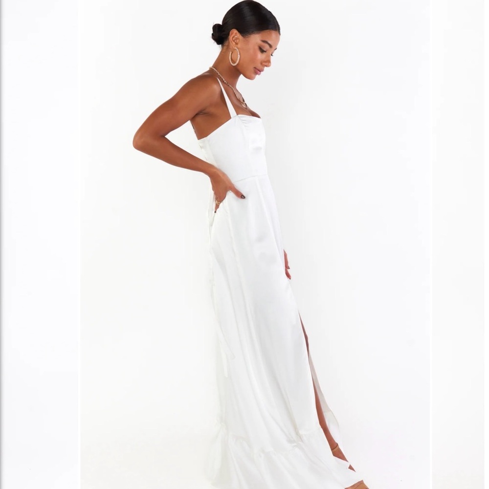 Show Me Your Mumu Clarissa Corset Dress Women Medium White Self Lined Luxe Satin - Picture 3 of 15